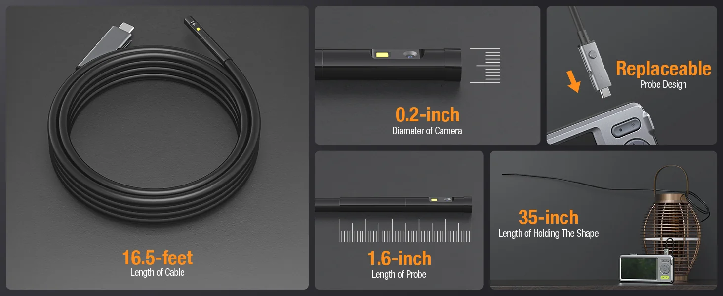 Teslong automotive borescope designed for engine cylinders and vehicle maintenance.